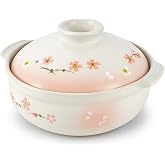 JapanBargain, Clay Pot for Cooking Japanese Donabe Hot Pot Casserole Korean Earthenware Pot with Lid, Serving 3-4 People, 9.25 inch