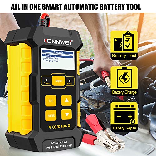 KONNWEI 3 in 1 Car Battery Charger, KW510 Battery Tester 12V 5Amp Fully Automatic Smart Charger