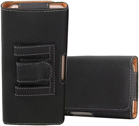 For Acer Liquid Zest Plus T08 Z628 (5.5") Holster Case, ANGELLA-M Universal Cell Phone Protective Pouch Cover 5.2-5.8 Inch with Belt Clip & Belt Loop Flip Cover (Litchi Texture Black)