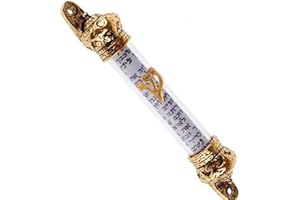 LION OF JUDAH MARKET Silver Plated/Red Bronze Plated/Gold Plated Crown Cover 5 inch Mezuzah & Scroll, Judaica Israel Gift Jewish Door Mezuza from Jerusalem (Gold Crown)