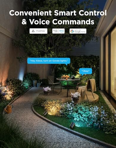 Govee Outdoor Spotlights Lite 4 pack, IP67 Waterproof Spotlights, Landscape Lighting Work with Alexa, Matter and Google Assistant, RGBWIC Color Changing Light for Outdoor Decor, Courtyard, Patio Decor