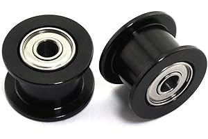 HJ Garden 2pcs 16 Teeth 3mm Bore Idler Timing Pulley with Bearing 2GT Aluminium Alloy H Type GT2 Synchronous Wheel Without Teeth for 6mm Width Belt 3D Printer CNC Mechanical Drive Black