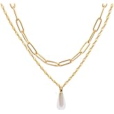 Anglfwoo Gold Layered Necklace for Women,Stackable Dainty CZ Zircon Pendant Necklace,Simple 14K Gold Plated Circle Paperclip Chain Choker Necklace,Double Circle Jewelry Birthday Mothers Day Prom Gift