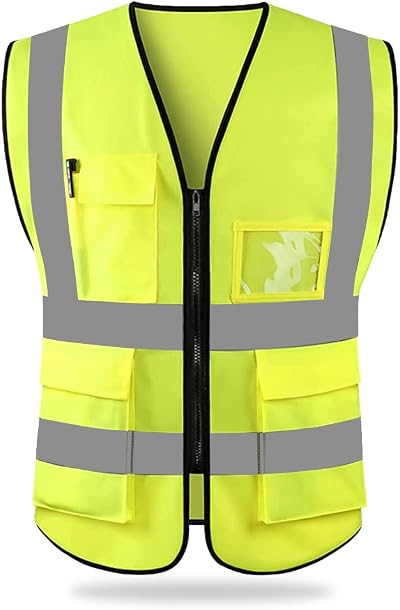 HYCOPROT High Visibility Reflective Safety Vest Yellow M with Pockets