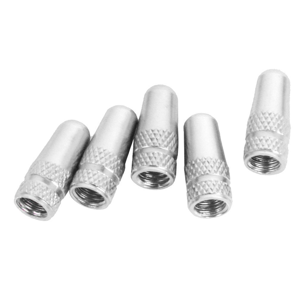 NAMVO 5pcs Bicycle Presta Wheel Rims Tyre Stem Air Valve Caps Dust Cover - Silver