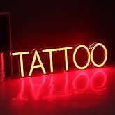 Britrio TATTOO Neon Light Wall Sign for Tattoo Salon Studio Shop LED Fun Wall Art Decor for Business Stores Logo Window Display Man Cave Garage Bedroom Christmas Birthday Gift Red 5V USB 15.8 IN