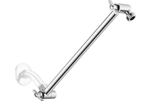 Singing Rain 11'' Solid Brass Chromed Shower Extension Arm With Locking Nuts, Height and Range Adjustable, G1/2 Universal Con