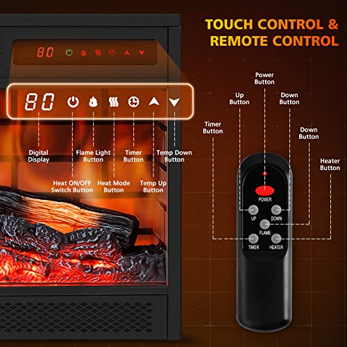 LIFEPLUS 22" Electric Fireplace Insert Infrared Quartz Recessed Heater