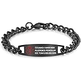 Wendy Made Free Engrave Medical Alert Bracelet for Men & Women 8.5" or 7.2'' Titanium Steel Emergency Medical Bracelets for M