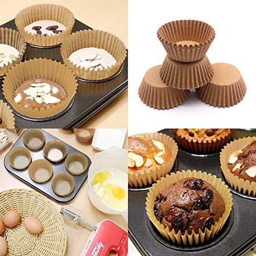 200Pack Natural Cupcake Liners Unbleached Muffin Liners Greaseproof