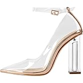 Richealnana Women's Clear Pumps for Women Heels Pointed Toe Clear High Heels Close Toe Dressy Pumps