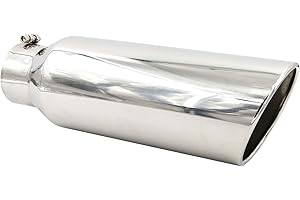 RP Remarkable Power, 4" Inlet 6" Outlet 18" Long Exhaust Tip, Stainless Universal Tip for Outer Diameter Tailpipe, Rolled Angle Cut, Bolt-On, Polished