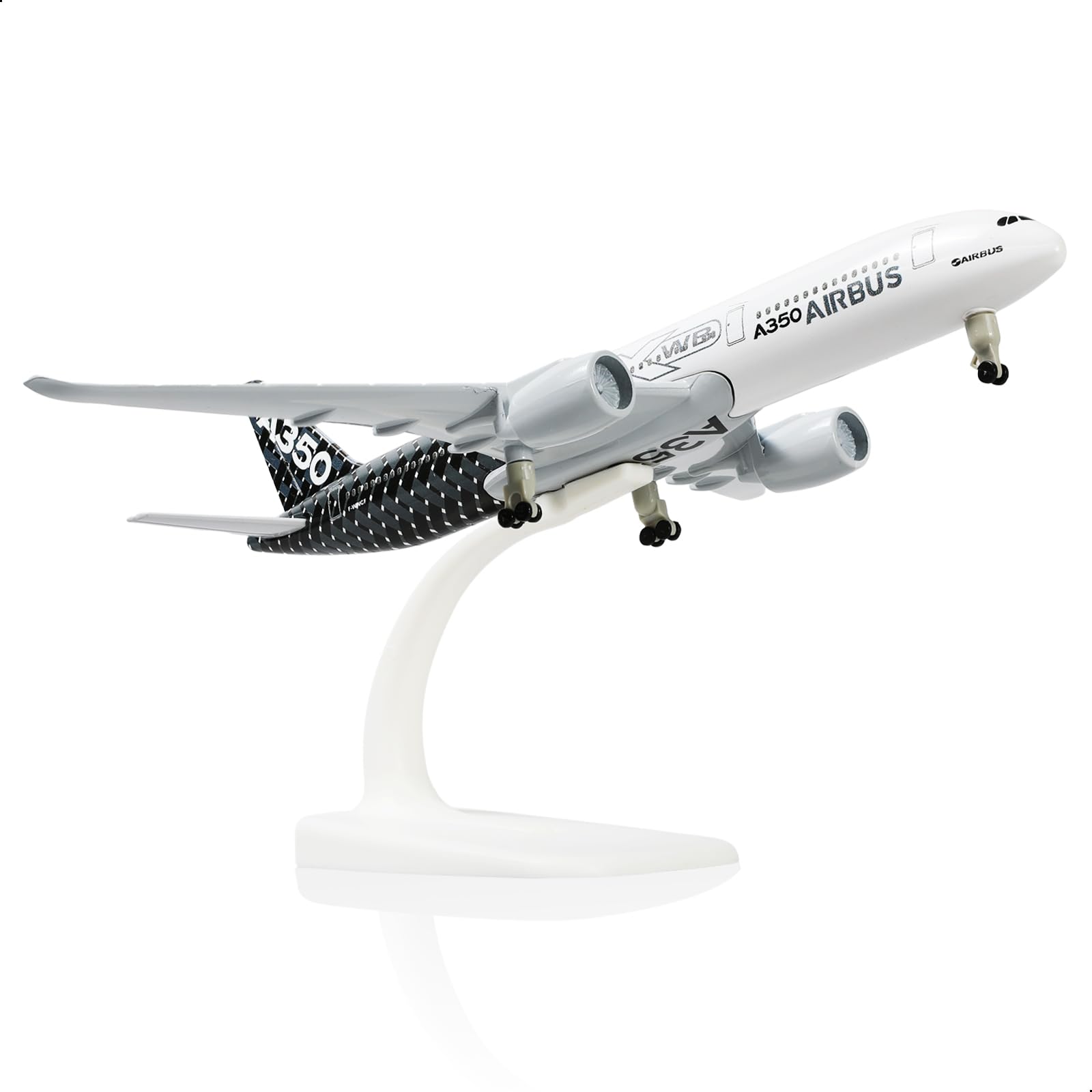 QIYUMOKE A350 Prototype 1/300 Diecast Metal Airplane Model with Stand -F-WWCF A350 Demonstrator Model Plane for Adult (7.5 inches) Aviation Enthusiasts Gifts, Display Decorations