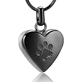 zeqingjw Pet Cremation Jewelry for Ashes Pendant Paw Print Pet Heart Urn Necklace Memorial Keepsake Jewelry for Pet/Dog's/Cat's Ashes