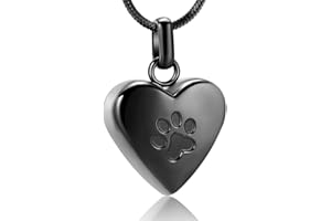 zeqingjw Pet Cremation Jewelry for Ashes Pendant Paw Print Pet Heart Urn Necklace Memorial Keepsake Jewelry for Pet/Dog's/Cat's Ashes