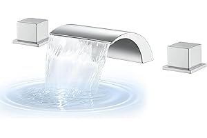 Hanallx Deck Mount Roman Tub Faucet Set, Waterfall High Flow Chrome Bathtub Faucets, 12-15.7in Widespread, Deck Mount Tub Faucet with Valve, Brass 3 Holes Bath Tub Faucet Set,14GPM@60PSI,with 2 Handle