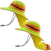 Glory Max High Visibility Reflective Work Safety Bucket Hat Cap Mesh Neck Flap