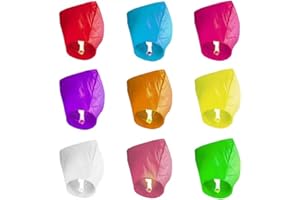 Sky Lanterns, 10-Pack Chinese Memorial Light-ings to Release in Sky, Chinese K-ongming Lanterns with Special Wax Blocks,Color