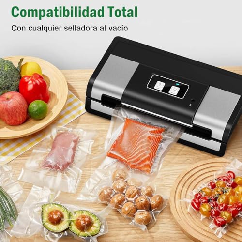 WONDOCK Bolsas para Sellado al Vacío Alimentos 28cm x 5m Corte Libre 3 Rollos Heavy Duty Bolsas Envasar al Vacio Compatible con Todas las Selladoras Sin BPA para Congelar y Cocinar Sous Vide