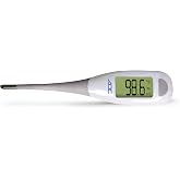 ADC Adtemp 418N Fast-Read Digital Thermometer with Color-Coded Backlight | Our most feature-rich digital stick thermometer with large, color-coded backlit display and flexible tip for patient safety.