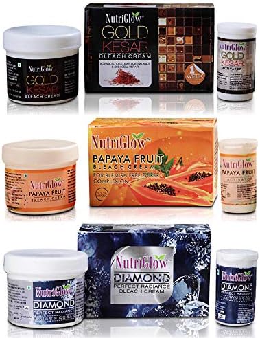 Nutriglow Bleach Cream Set – 3x43 G Mit Kesar, Papaya & Diamond, Für Aufhellung Und Tan-Entfernung