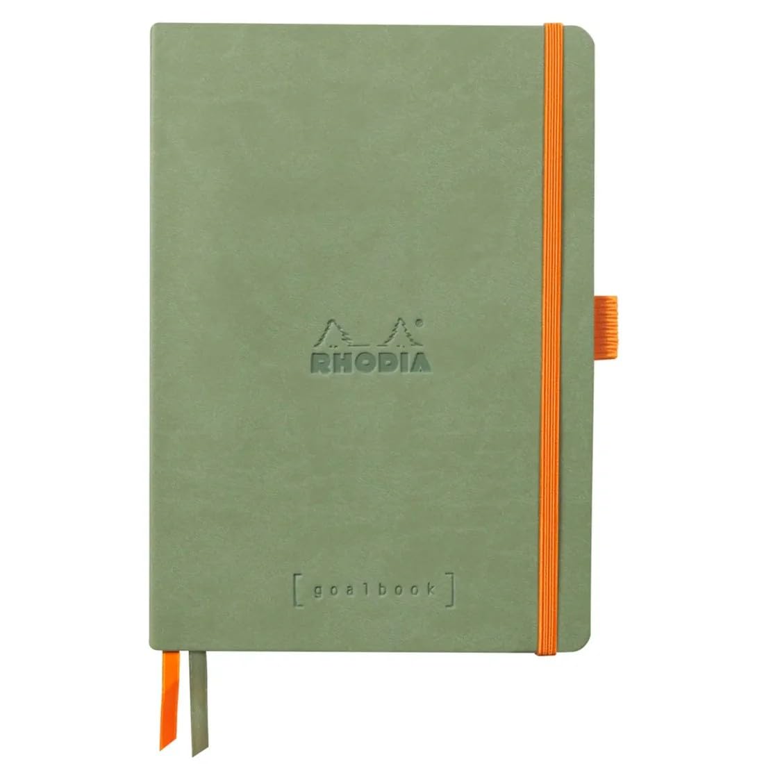 Rhodia 117805C - Rhodiarama Leatherette Softcover Goal book A5 (14.8x21 cm) 240pgs DOT Clairefontaine ivory paper 90 g 2 ribbons elastic closure - Celadon