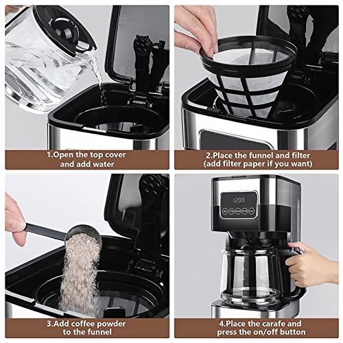 Programmable Coffee Maker 10 Cup Drip Coffee Maker with Glass Coffee