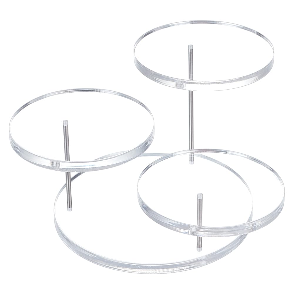 FINGERINSPIRE Round Acrylic Finger Ring Riser Clear 3 Tier Jewelry Display Stands for Rings Bracelets Watches Small Cupcake Stand Display Rack for Action Figures, Collectibles, Gem, Crystals, Rocks