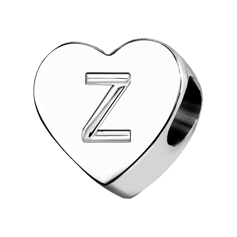 KunBead Jewelry Letter Z Initial Charms Heart Love Grandma 30 Birthday Moments Graduation Charm for Bracelet Necklace