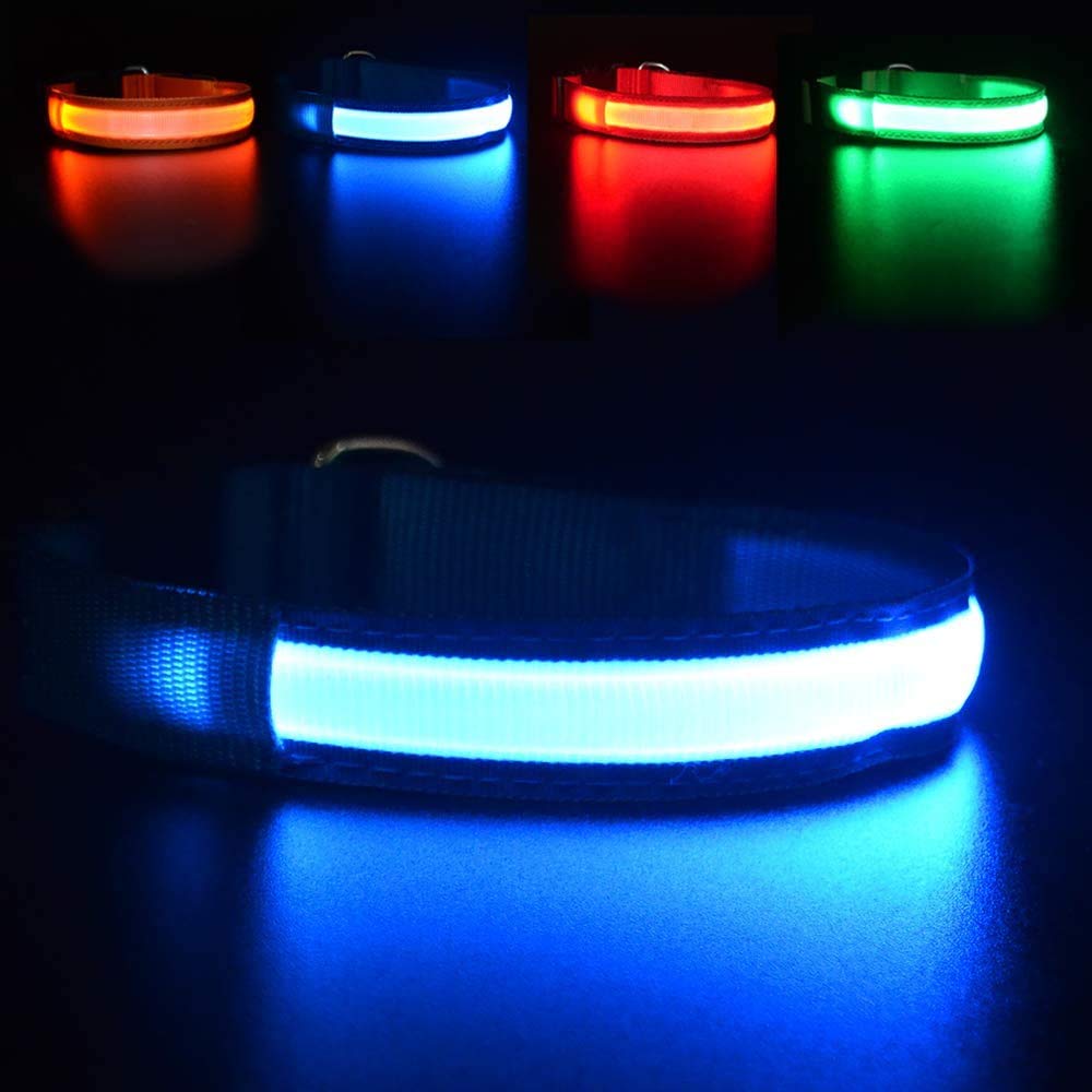 MASBRILL Light Up Dog Collar, LED Dog Collar Lights for the Dark, Rechargeable and Waterproof Flashing Dog Collars with 3 Glowing Modes, Adjustable Pet Collar for Small/Medium/Large Dog(Blue M) — image 1