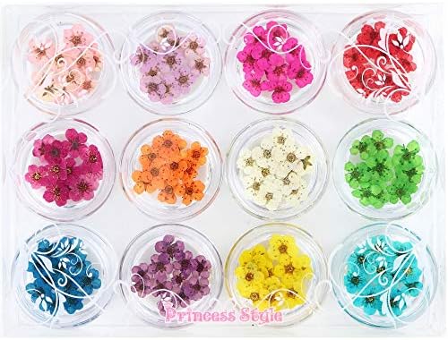 ドライフラワー 上質 押し花 こでまり ネイル パーツ レジン 封入 120枚ケース入 12色×各10枚