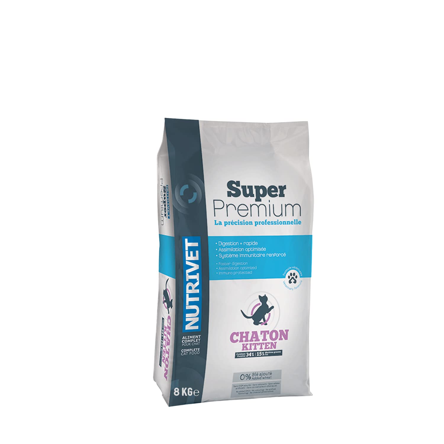 Nutrivet - Super Premium - Kitten - Wheat Free Dry Food - Kitten - Rich in Animal Proteins - 8 kg