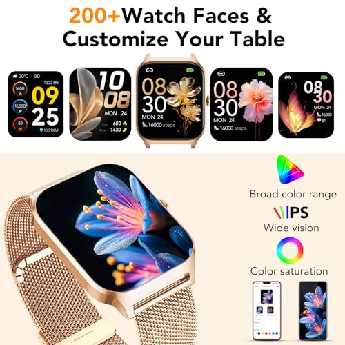 CASCHO Women's Smartwatch 1.85 Inch Smartwatch with Calls/WhatsApp Notifications, 120 Sports Modes/Sleep/Heart Rate Monitor/SpO2/Pedometer, Smart Watch for Android iOS (Dual Strap)