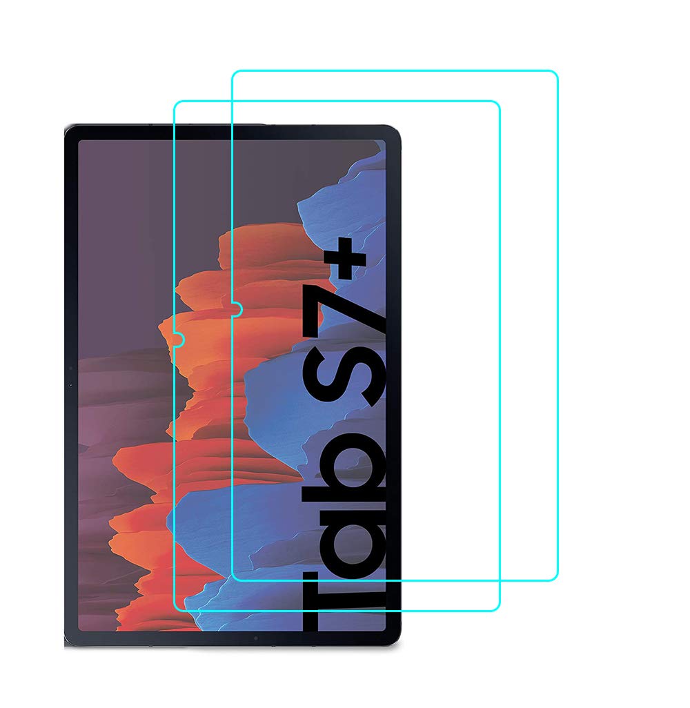 RLTech Screen Protector for Samsung Galaxy Tab S7+, 9H Tempered Glass [Anti-Fingerprint] [Bubble-Free] Screen Protector for Samsung Galaxy Tab S7+ 12.4" T970/975/976 2020, 2PC