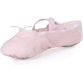 Stelle Canvas Ballet Shoes for Girls Split Sole Dance Slippers | Lightweight construction, Secure elastic drawstring, Soft cotton lining, Durable suede outsole, Toddler to big kids, Training