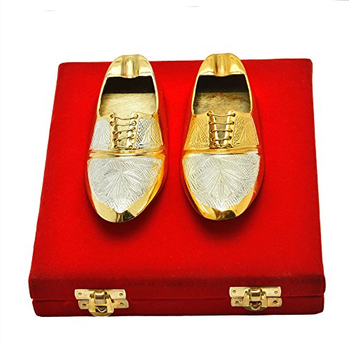 Anand CraftsSilver & Gold Plated Shoe Shaped Ash Tray 2 Pcs. 6"