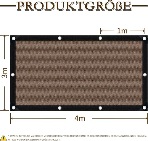 Garden Shade Net with Eyelets Outdoor Shade Net 80% Sun Protection for Greenhouse, Garden, Pergola, Chicken Coop, Outdoor, 3 x 4 m
