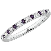 Houston Diamond District 1.5 to 5.5 Carat Round LAB GROWN Gemstone and Alternating LAB GROWN Diamond Wedding Band (AAAA Heirloom Quality) 14K White Gold Alexandrite 3.5 Carat Size-9