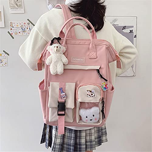 Kawaii Backpack Fashion Waterproof With Kawaii Pin and Accessories Nylon Women Backpack Travel Rucksack for School for Teenage Girl