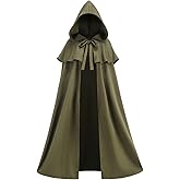 AGCOAH Women Hooded Cape Men Medieval Renaissance Victorian Steampunk Green Cloak with Hood Adult Halloween Witch Cosplay