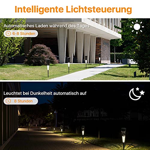 FOMYHEARD Solarlampen für Außen deko 4 Stück Solarleuchten Balkon wasserdichte IP54 Solar gartenleuchte für Dekoration Hinterhöfe Balkon Rasen Gehweg Landschaft Warmweiß