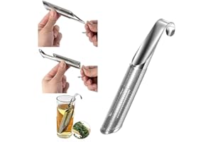 PUSKIU Stainless Steel Tea Diffuser, 2024 Upgrade Tea Artifact Creative Pipe Stainless Steel Tea Infuser with Hanging Hook Handle Fine Holes Tea Interval Diffuser or Loose Tea Leaf Coffee