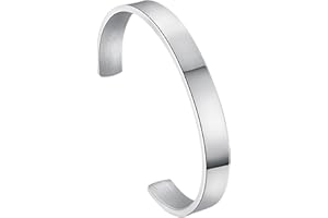 SHIMERITI Punk Rock Stainless Steel Adjustable Open Cuff Bracelet