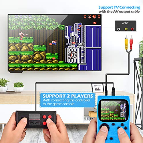 Kiztoys Console di Gioco Portatile Videogiochi Portatili con 400 Giochi Classici Schermo a Colori da 3 Pollici per 2 Giocatori Supporto TV Console per Giochi Portatili 6 Ore+ per Bambini Adulti
