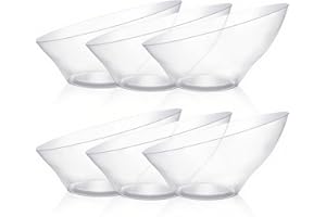 BESTVIP 54oz Clear Plastic Serving Bowls for Party - 12 Pack Angled Disposable Serving Bowls, Party for Chips, Snacks, Fruit, Salad - Bowls for Parties, Daily Use, Catering, Christmas