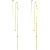 SLUYNZ 925 Sterling Silver Star Long Dangle Earrings Chain for Women Teens Line Dangle Earrings Tassel Threader Chain