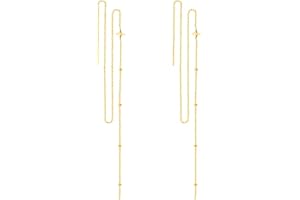 SLUYNZ 925 Sterling Silver Star Long Dangle Earrings Chain for Women Teens Line Dangle Earrings Tassel Threader Chain