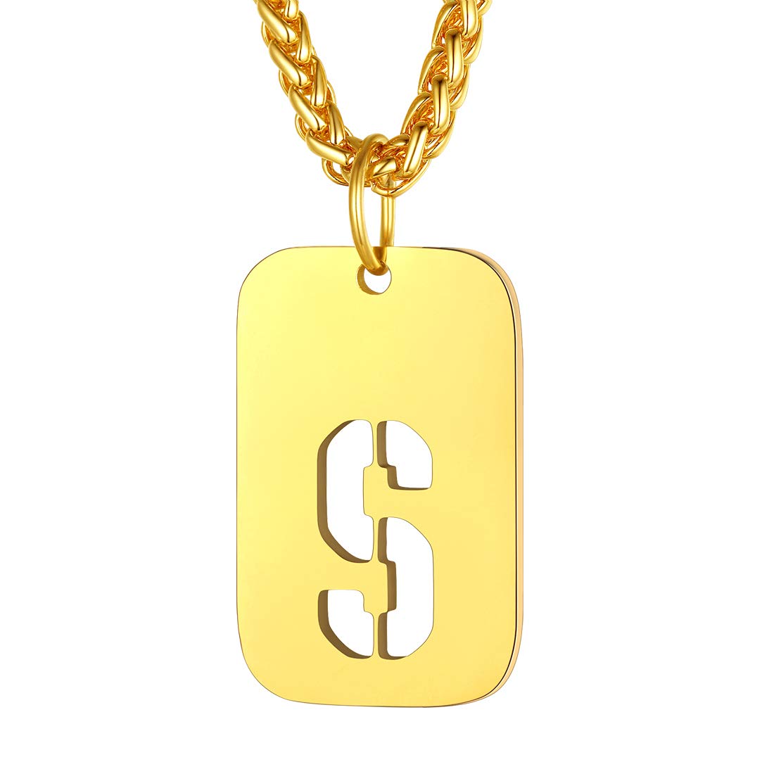 FindChic Gold Dog Tag Necklace S Necklace Initial Letter Necklace — image 1