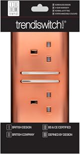 Trendi Switch 2 Gang 13 Amp Plug Socket Copper ART-SKT213L Screwless Modern view 2