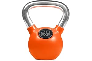 CAPHAUS Color Rubber Coated Kettlebell with Chrome Handle, Great for Cross Training, Swings, Body Workout and Muscle Exercise, Weight available: 10, 15, 20, 25, 30, 35 & 100, 125, 135lb Set with Rack